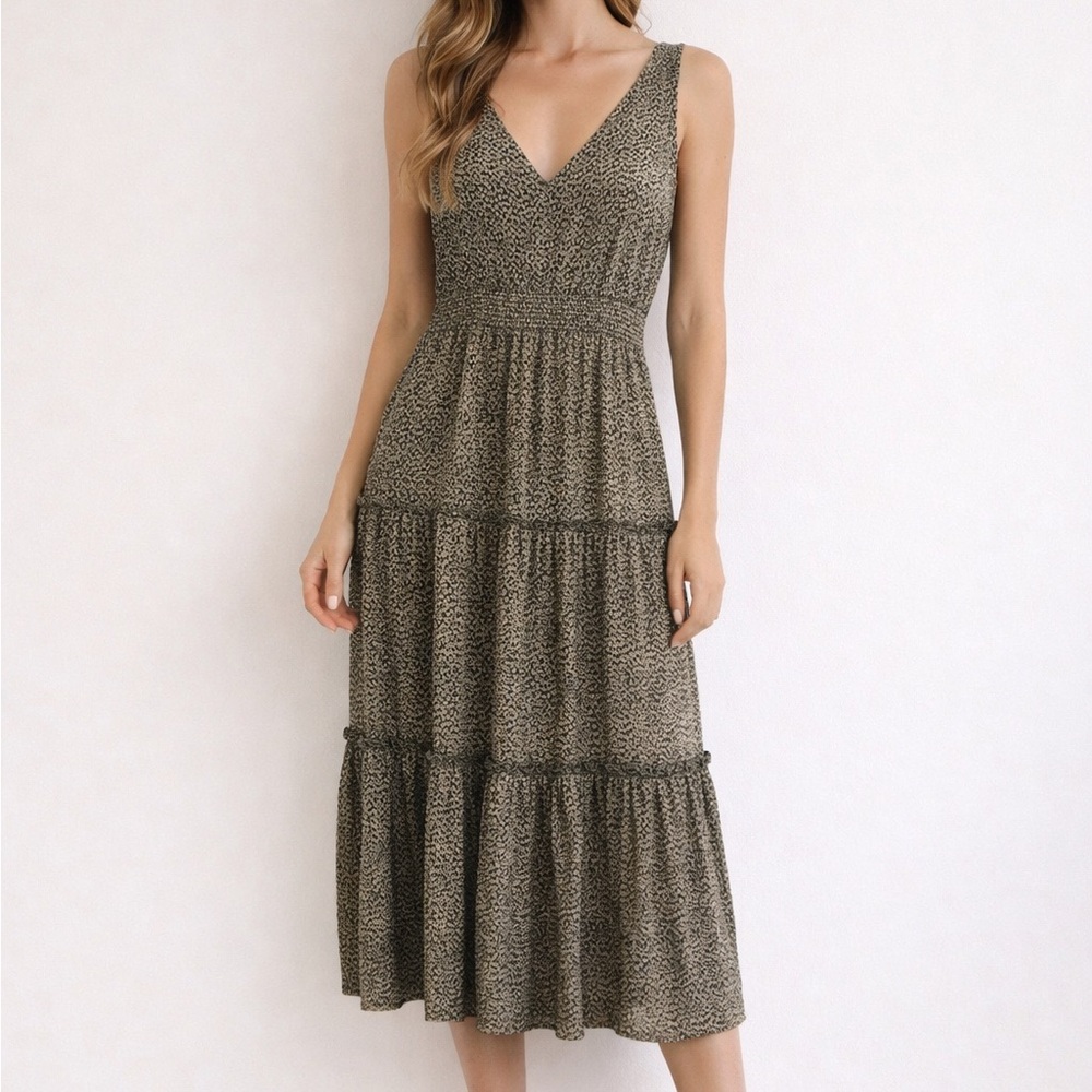 1. State Gold Floral Tiered Maxi Dress Medium
